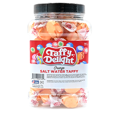 Taffy Delight Orange Salt Water Taffy 16oz Jar 